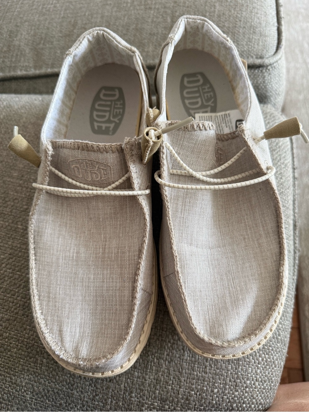 Hey Dude Wendy Beige Linen Slip-On Shoes